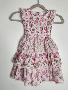 American Girl x LoveShackFancy 2T Dress Ruffle Floral Lace Layered Tie Belt